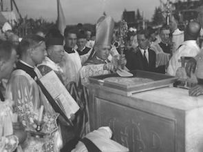 September 26, 1937. Most Reverend Thomas J. Walsh lays the cornerstone of the new seminary at Darlington September 26, 1937. Most Reverend Thomas J. Walsh lays the cornerstone of the new seminary at Darlington