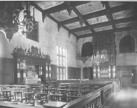 1931. The chapel in the ballroom of the Macmillan Mansion. The altar is set in the fireplace. - AAN 1931. The chapel in the ballroom of the Macmillan Mansion. The altar is set in the fireplace. - AAN