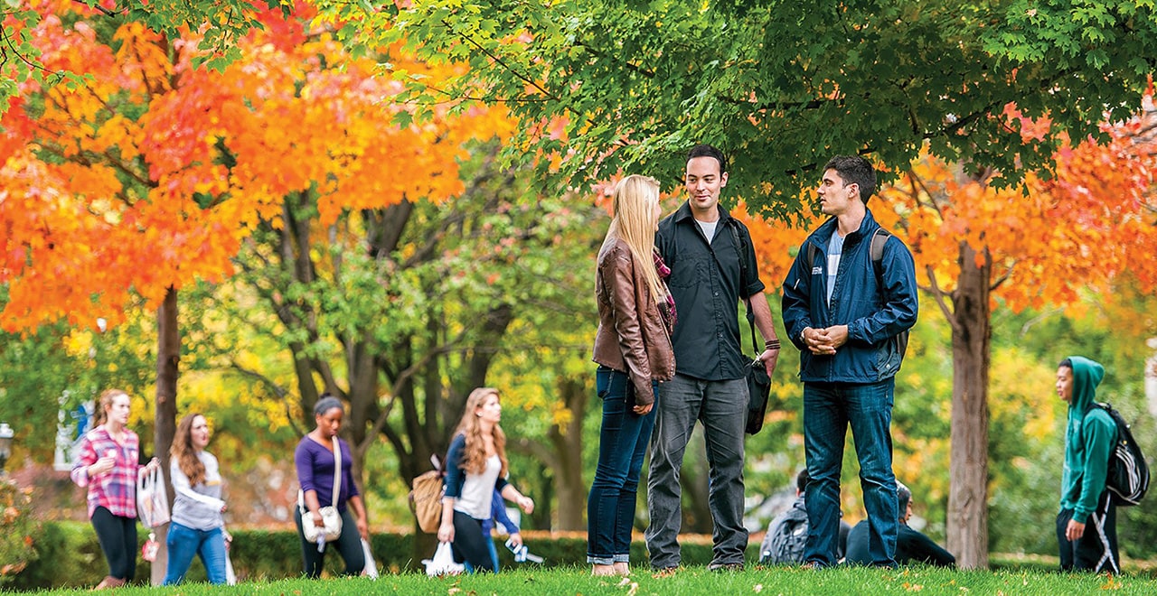 Students on the Campus in the fall