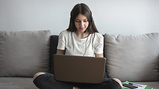 Student on her laptop