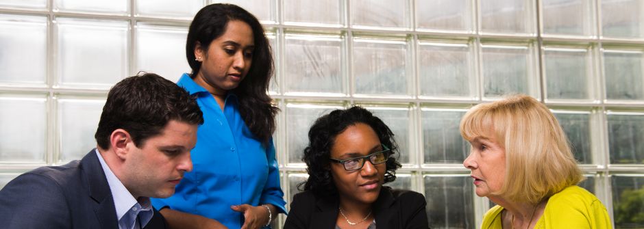 A health professional working with a patient