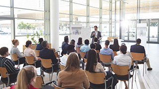 A group of students attending a career workshop.