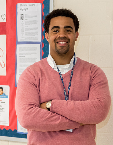 A student teaching in a classroom