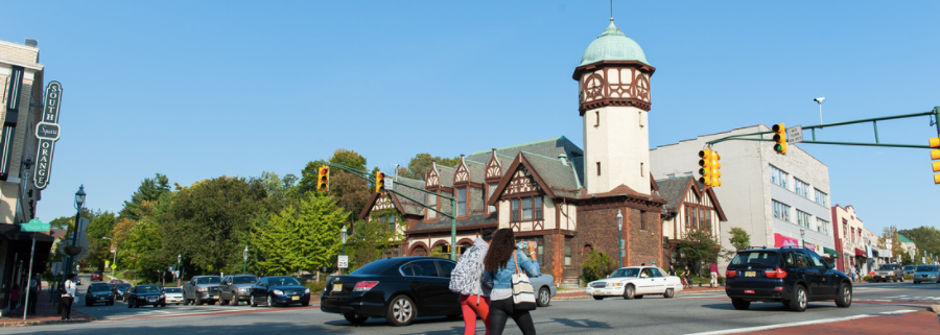 Students walking in the town of South Orange. 