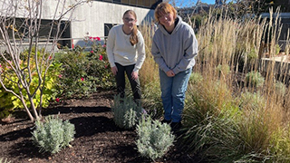 Student at the Seton Hall garden.