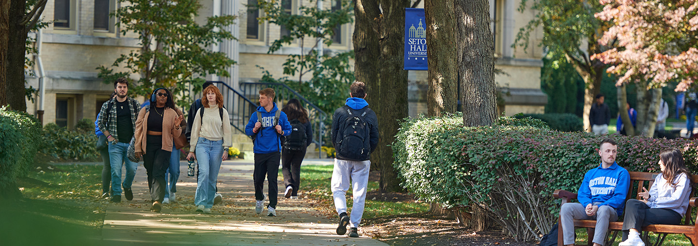 Students walking on campus