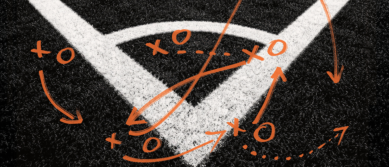 A sketch of plays on a baseball diamond.