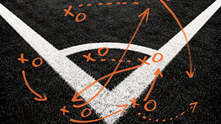 A sketch of plays on baseball diamond.