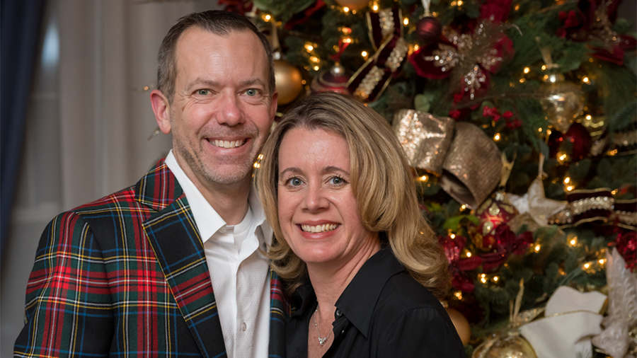 James Keim and Leigh Onimus at their annual holiday party for Stillman alumni