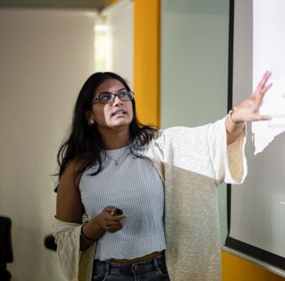 A SHU MA Communications professor teaching