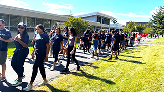 students walking