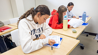 pre-college students studying