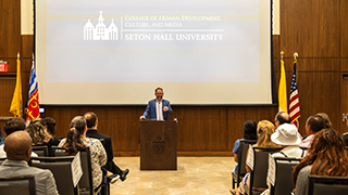 Speaker giving a speech to an audience