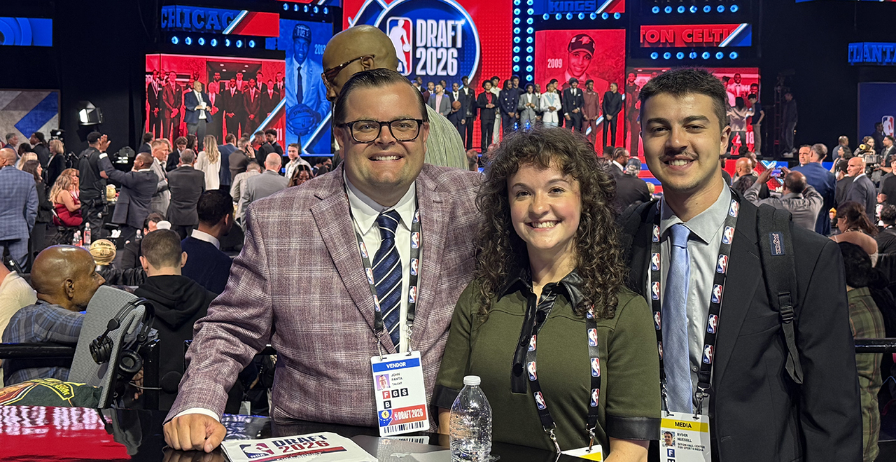 Sports Media students with John Fanta at the NBA draft.