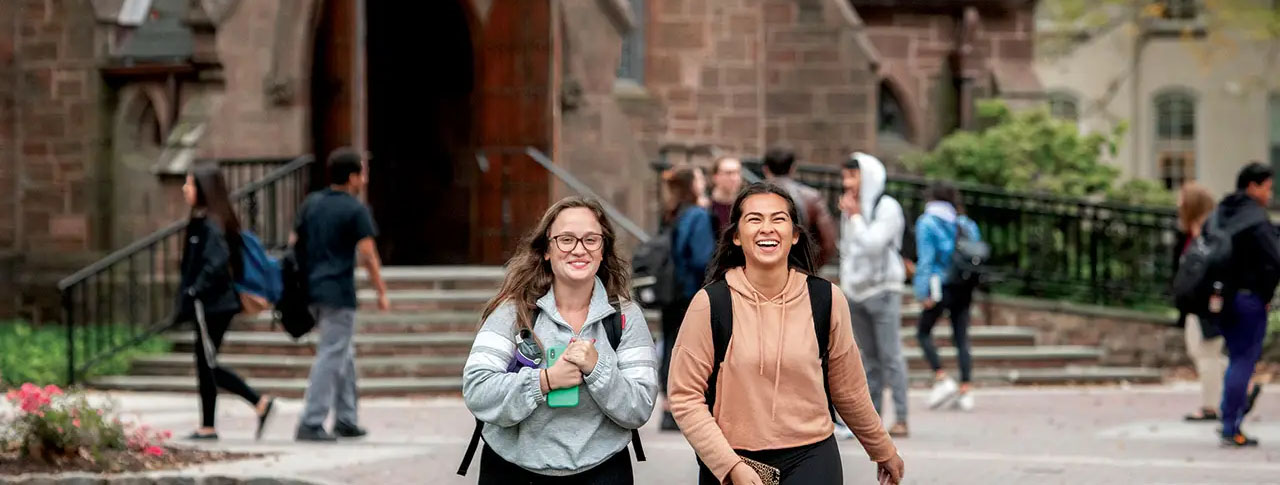 Students walking on campus