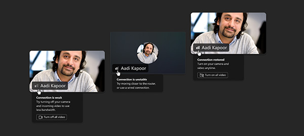 Screenshot of a teams meeting network strenth