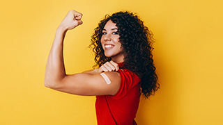Woman having received vaccine.