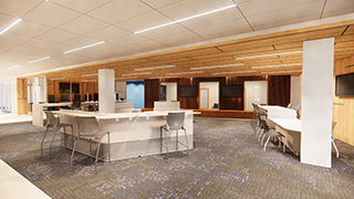 Walsh Library Interior Render- Workspace and Content Creation Room 