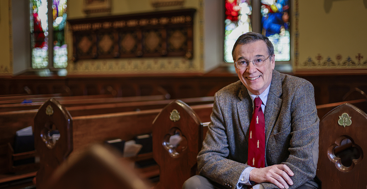 Professor William Connell in the Chapel at Seton Hall University