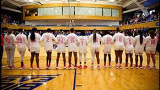 Seton Hall women's basketball team lined up for the anthem in Walsh Gym.